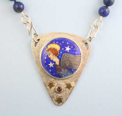 Angel-Necklace-with-Lapis-Beads-and-gold-stars