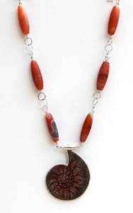 Orange-Fossil-with-Dragon-Skin-Beads-and-chain-3