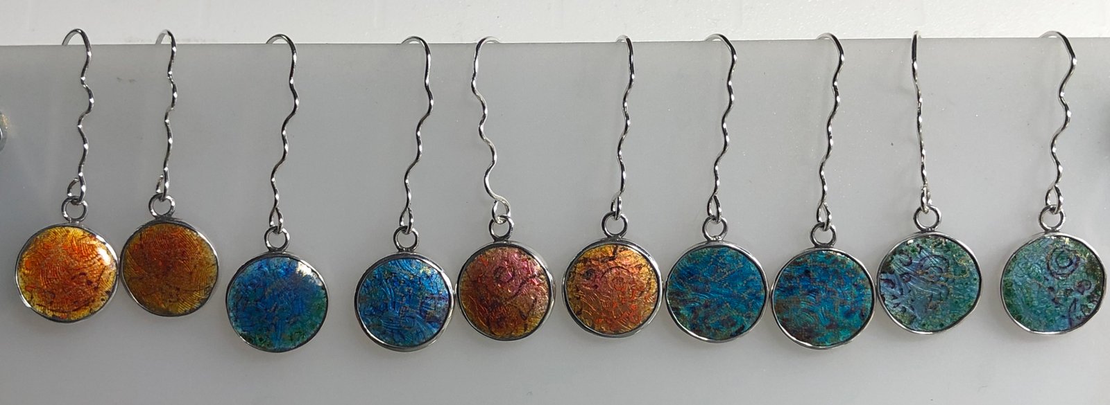 Silver and enamel earrings part of my Indian Memories range inspired by my travels in India