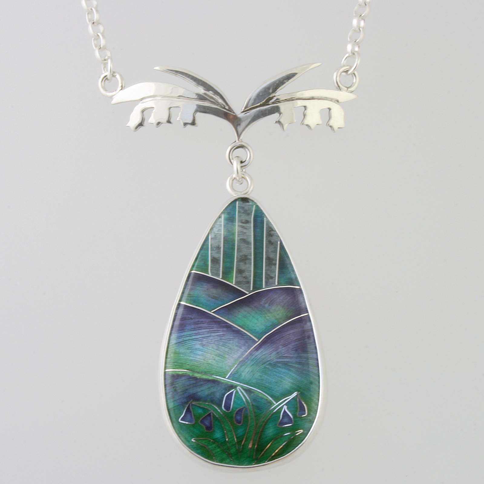 ‘In Amongst the Bluebells’ Cloisonné Enamel Necklace