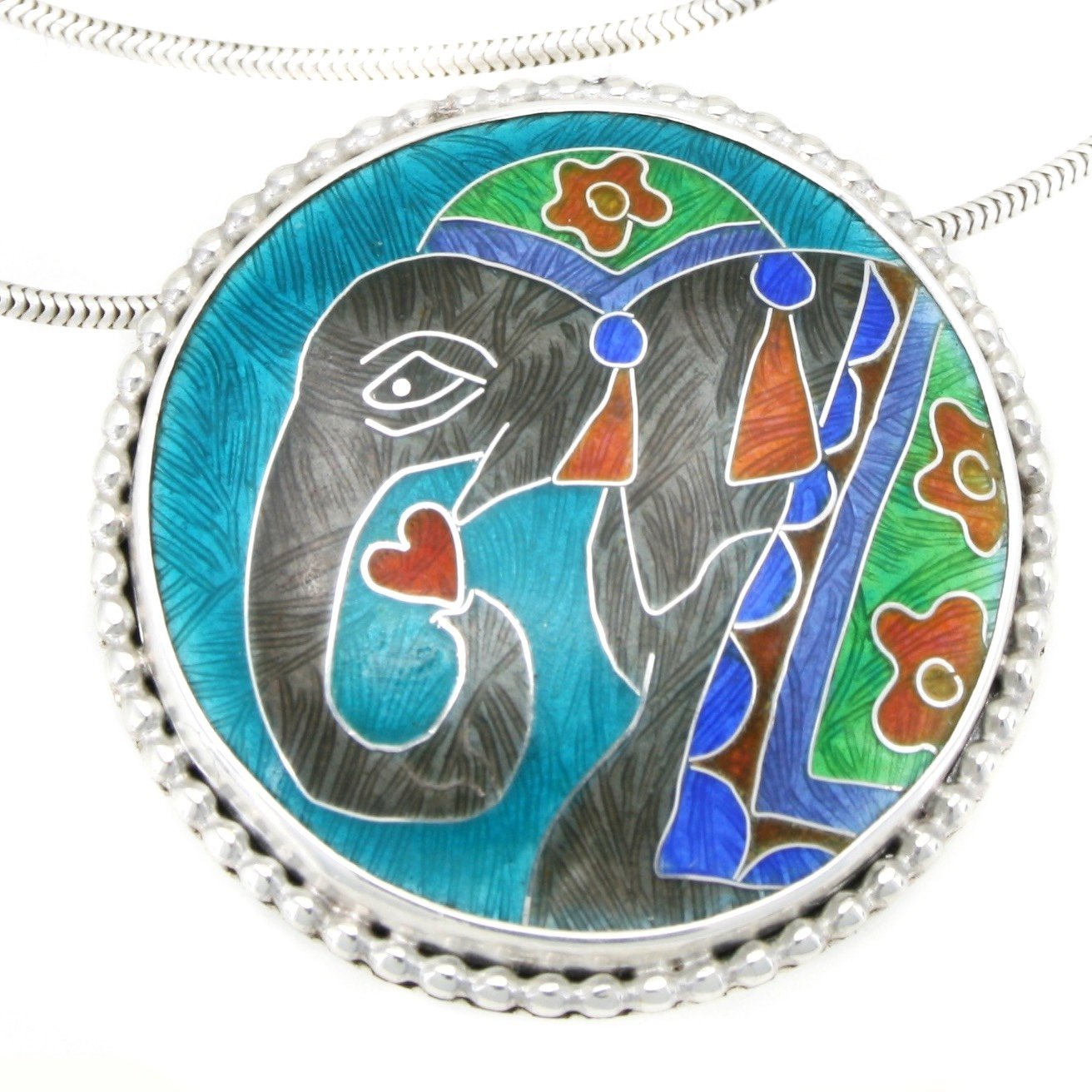 “For the Love of an Elephant“ new cloisonné enamel necklace