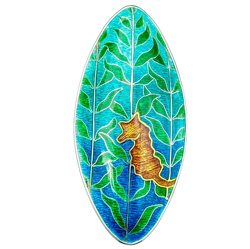 Seahorse in Kelp Forest Pendant and Brooch